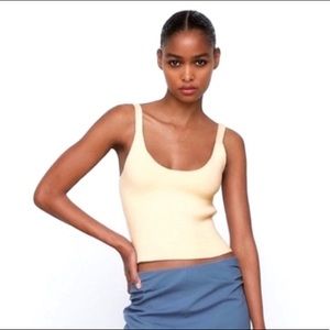 Zara cropped knit top-butter NWT